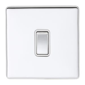 Eurolite Ecpc1Swpcw 1 Gang 10Amp 2Way Switch Concealed Polished Chrome Plate Matching Rocker White Trim