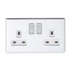 Eurolite Ecpc2Sopcw 2 Gang 13Amp Dp Switched Socket Concealed Polished Chrome Plate Matching Rockers White Trim