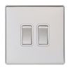 Eurolite Ecpc2Swpcw 2 Gang 10Amp 2Way Switch Concealed Polished Chrome Plate Matching Rockers White Trim