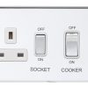 Eurolite Ecpc45Aswaspcw 45Amp Dp Cooker Switch With 13Amp Socket Concealed Polished Chrome Plate Matching Rockers White Trim