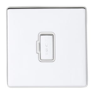 Eurolite Ecpcuswfpcw 13Amp Unswitched Fuse Spur Concealed Polished Chrome Plate Matching White Trim