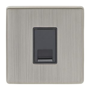 Eurolite Ecsn1Mb 1 Gang Master Telephone Socket Concealed Satin Nickel Plate Black Interior