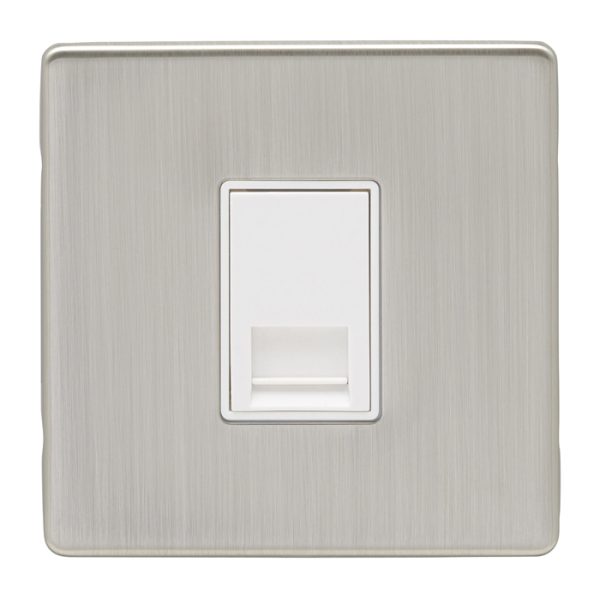 Eurolite Ecsn1Mw 1 Gang Master Telephone Socket Concealed Satin Nickel Plate White Interior