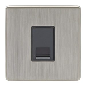 Eurolite Ecsn1Slb 1 Gang Slave Telephone Socket Concealed Satin Nickel Plate Black Interior