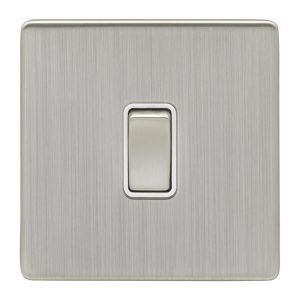 Eurolite Ecsn20Adpswsnw 1 Gang 20Amp Dp Switch Concealed Satin Nickel Plate Matching Rocker White Trim