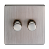 Eurolite Ecsn2Dledsnb 2 Gang Led Push On Off 2Way Dimmer Switch Concealed Satin Nickel Plate Matching Knobs Black Trim