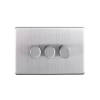 Eurolite Ecsn3Dledsnw 3 Gang Led Push On Off 2Way Dimmer Switch Concealed Satin Nickel Plate Matching Knobs White Trim