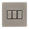 Eurolite Ecsn3Swsnb 3 Gang 10Amp 2Way Switch Concealed Satin Nickel Plate Matching Rockers Black Trim