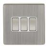 Eurolite Ecsn3Swsnw 3 Gang 10Amp 2Way Switch Concealed Satin Nickel Plate Matching Rockers White Trim