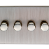 Eurolite Ecsn4Dledsnw 4 Gang Led Push On Off 2Way Dimmer Switch Concealed Satin Nickel Plate Matching Knobs White Trim