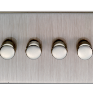 Eurolite Ecsn4Dledsnw 4 Gang Led Push On Off 2Way Dimmer Switch Concealed Satin Nickel Plate Matching Knobs White Trim