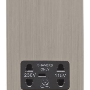 Eurolite Ecsnshsb Dual Voltage Shaver Socket Concealed Satin Nickel Plate Black Interior