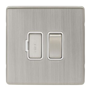 Eurolite Ecsnswfsnw 13Amp Dp Switched Fuse Spur Concealed Satin Nickel Plate Matching Rocker White Trim