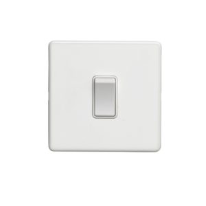 Eurolite Ecw1Sww 1 Gang 10Amp 2Way Switch Flat Concealed White Plate White Rocker