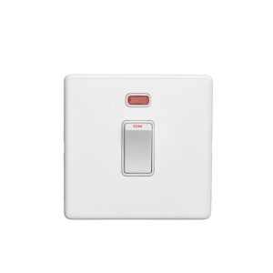 Eurolite Ecw20Adpswnw 1 Gang 20Amp Dp Switch With Neon Flat Concealed White Plate White Rocker