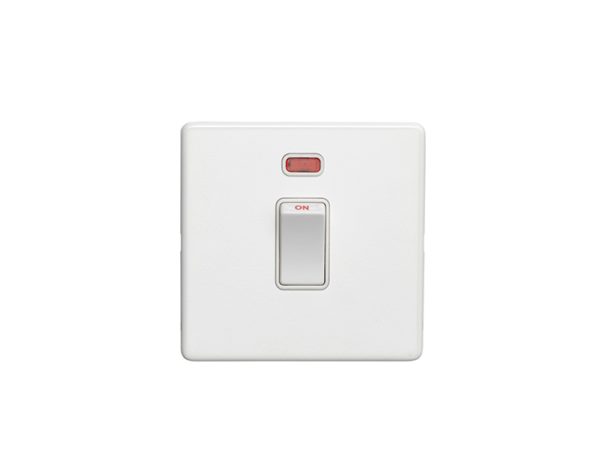 Eurolite Ecw20Adpswnw 1 Gang 20Amp Dp Switch With Neon Flat Concealed White Plate White Rocker