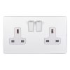 Eurolite Ecw2Sow 2 Gang 13Amp Dp Switched Socket Flat Concealed White Plate White Rockers