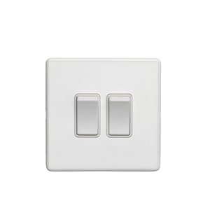 Eurolite Ecw2Sww 2 Gang 10Amp 2Way Switch Flat Concealed White Plate White Rockers