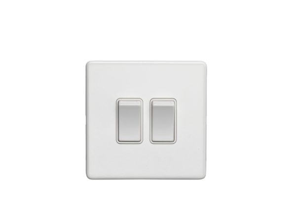 Eurolite Ecw2Sww 2 Gang 10Amp 2Way Switch Flat Concealed White Plate White Rockers