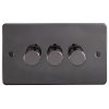 Eurolite Efbn3D400 3 Gang 400W Push On Off 2Way Dimmer Switch Enhance Flat Black Nickel Plate Matching Knobs