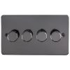 Eurolite Efbn4Dled 4 Gang Led Push On Off 2Way Dimmer Switch Enhance Flat Black Nickel Plate Matching Knobs