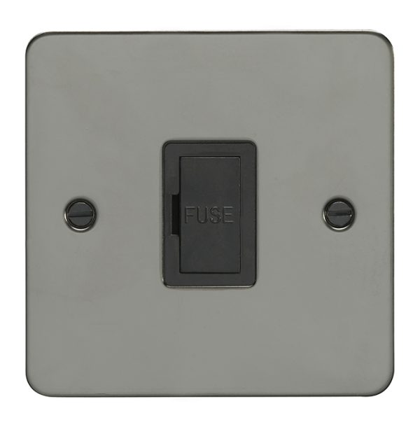 Eurolite Efbnuswfbnb 13Amp Unswitched Fuse Spur Enhance Flat Black Nickel Plate Matching Black Trim