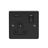 Eurolite Efmb1Usbmbb 1 Gang 13Amp Switched Socket With 2.1 Amp Usb Outlet Matt Black Black Trim