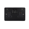 Eurolite Efmb2Usbmbb 2 Gang 13Amp Switched Socket With Comb 3.1 Amp Usb Outlets Matt Black Black Trim