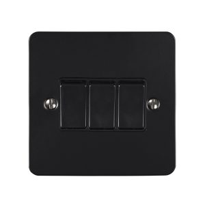 Eurolite Efmb3Swmbb 3 Gang 10Amp 2Way Switch Matt Black Black Trim