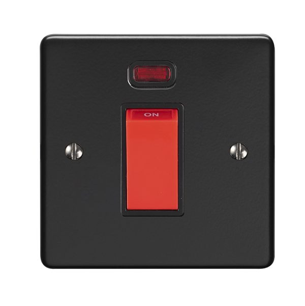 Eurolite Efmb45Aswnsmbb 1 Gang 45Amp Dp Switch With Neon Matt Black Black Trim