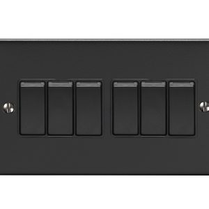 Eurolite Efmb6Swmbb 6 Gang 10Amp 2Way Switch Matt Black Black Trim