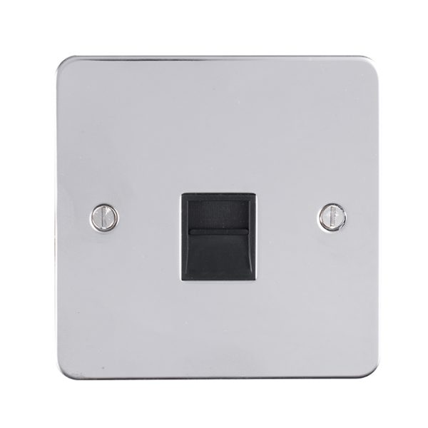 Eurolite Efpss1Mb 1 Gang Master Telephone Socket Enhance Flat Polished Stainless Steel Plate Black Interior