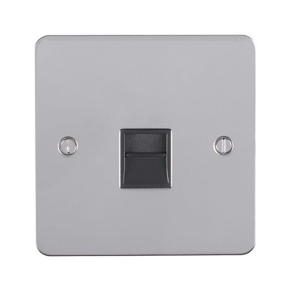 Eurolite Efpss1Slb 1 Gang Slave Telephone Socket Enhance Flat Polished Straionless Steel Plate Black Interior