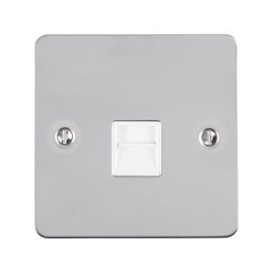 Eurolite Efpss1Slw 1 Gang Slave Telephone Socket Enhance Flat Polished Stainless Steel Plate White Interior