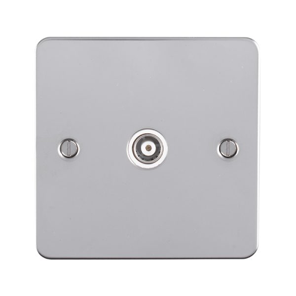 Eurolite Pss1Tvw 1 Gang Tv Coaxial Socket Round Edge Polished Stainless Steel Plate White Interior