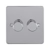 Eurolite Efpss2D400 2 Gang 400W Push On Off 2Way Dimmer Switch Enhance Flat Polished Stainless Steel Plate Matching Knobs