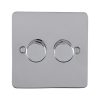 Eurolite Efpss2Dled 2 Gang Led Push On Off 2Way Dimmer Switch Enhance Flat Polished Stainless Steel Plate Matching Knobs