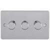 Eurolite Efpss3D400 3 Gang 400W Push On Off 2Way Dimmer Switch Enhance Flat Polished Stainless Steel Plate Matching Knobs