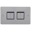 Eurolite Efpss4Swpsb 4 Gang 10Amp 2Way Switch Enhance Flat Polished Stainless Steel Plate Matching Rockers Black Trim