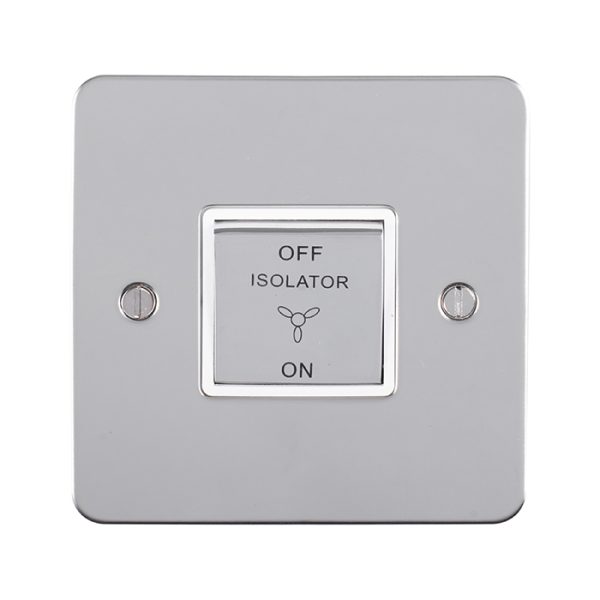 Eurolite Efpssfswpsw 10Amp Fan Isolator Switch Enhance Flat Polished Stainless Steel Plate Matching Rocker White Trim