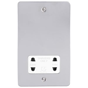 Eurolite Pssshsw Dual Voltage Shaver Socket Round Edge Polished Stainless Steel Plate White Interior