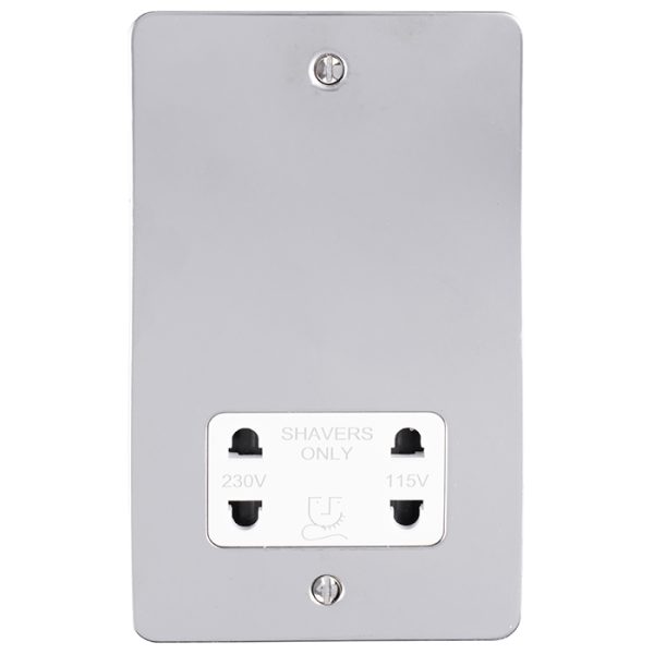 Eurolite Pssshsw Dual Voltage Shaver Socket Round Edge Polished Stainless Steel Plate White Interior