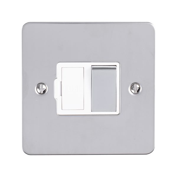 Eurolite Pssswfpsw 13Amp Dp Switched Fuse Spur Round Edge Polished Stainless Steel Plate Matching Rocker White Interior