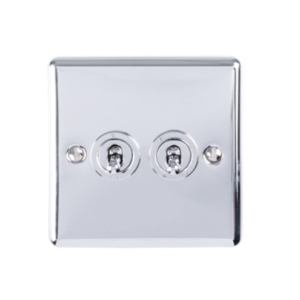 Eurolite EFPSsT2SW 2 Gang Toggle Switch 2X10Amp 2Way Enhance Flat Polished Stainless Steel Plate