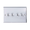 Eurolite Efpsst4Sw 4 Gang Toggle Switch 4X10Amp 2Way Enhance Flat Polished Stainless Steel Plate