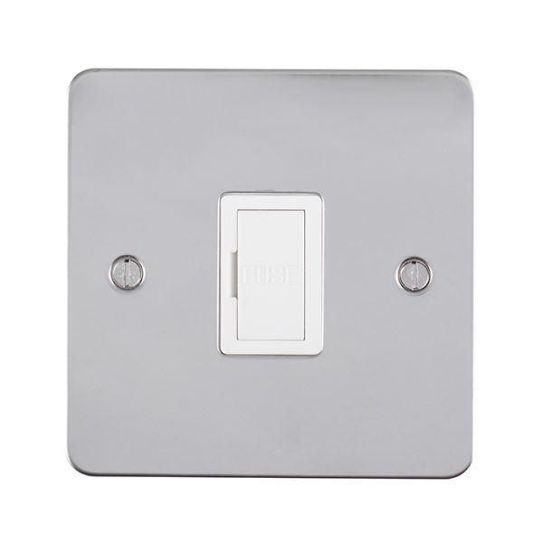 Eurolite Efpssuswfpsw 13Amp Unswitched Fuse Spur Enhance Flat Polished Stainless Steel Plate Matching White Trim