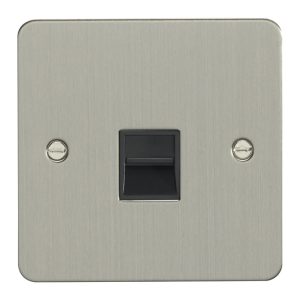 Eurolite Efsss1Mb 1 Gang Master Telephone Socket Enhance Flat Satin Stainless Steel Plate Black Interior