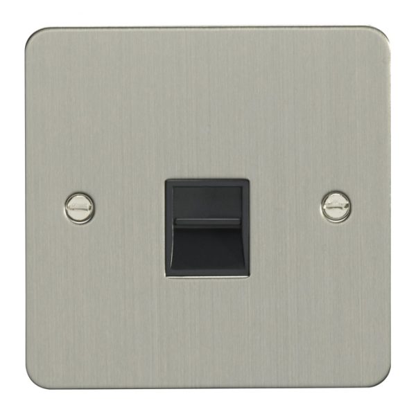 Eurolite Efsss1Mb 1 Gang Master Telephone Socket Enhance Flat Satin Stainless Steel Plate Black Interior