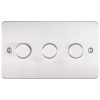 Eurolite Efsss3Dled 3 Gang Led Push On Off 2Way Dimmer Switch Enhance Flat Satin Stainless Steel Plate Matching Knobs