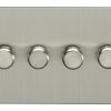 Eurolite EFSSS4D400 4-Gang 400W Push On/Off 2-Way Dimmer Switch Enhance Flat Satin Stainless Steel Plate Matching Knobs